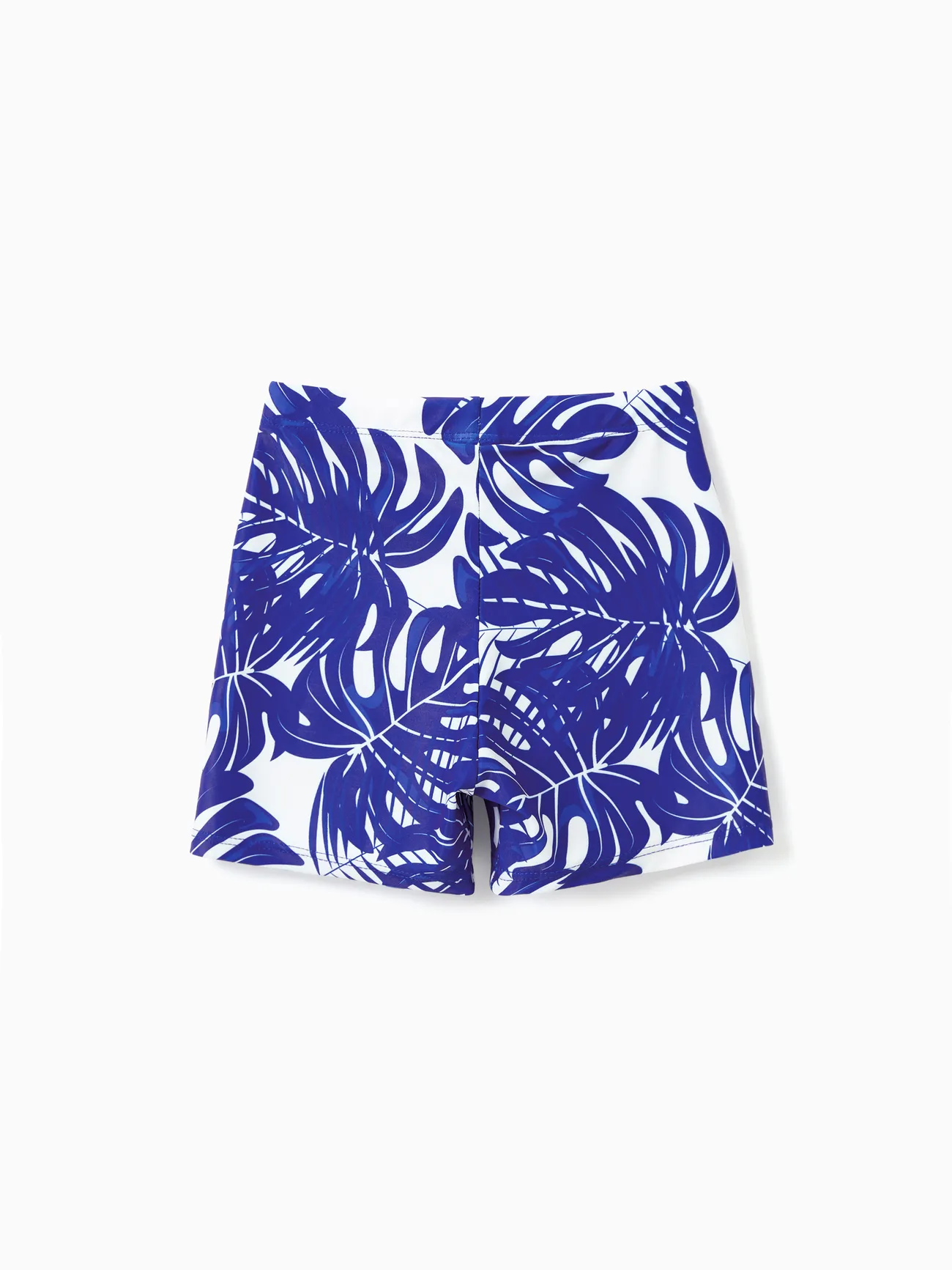 Boy - Blue Family Matching Swimsuits (One-piece Monokini and Swim Trunks) with Tropical Leaf Print - Blue - image 15