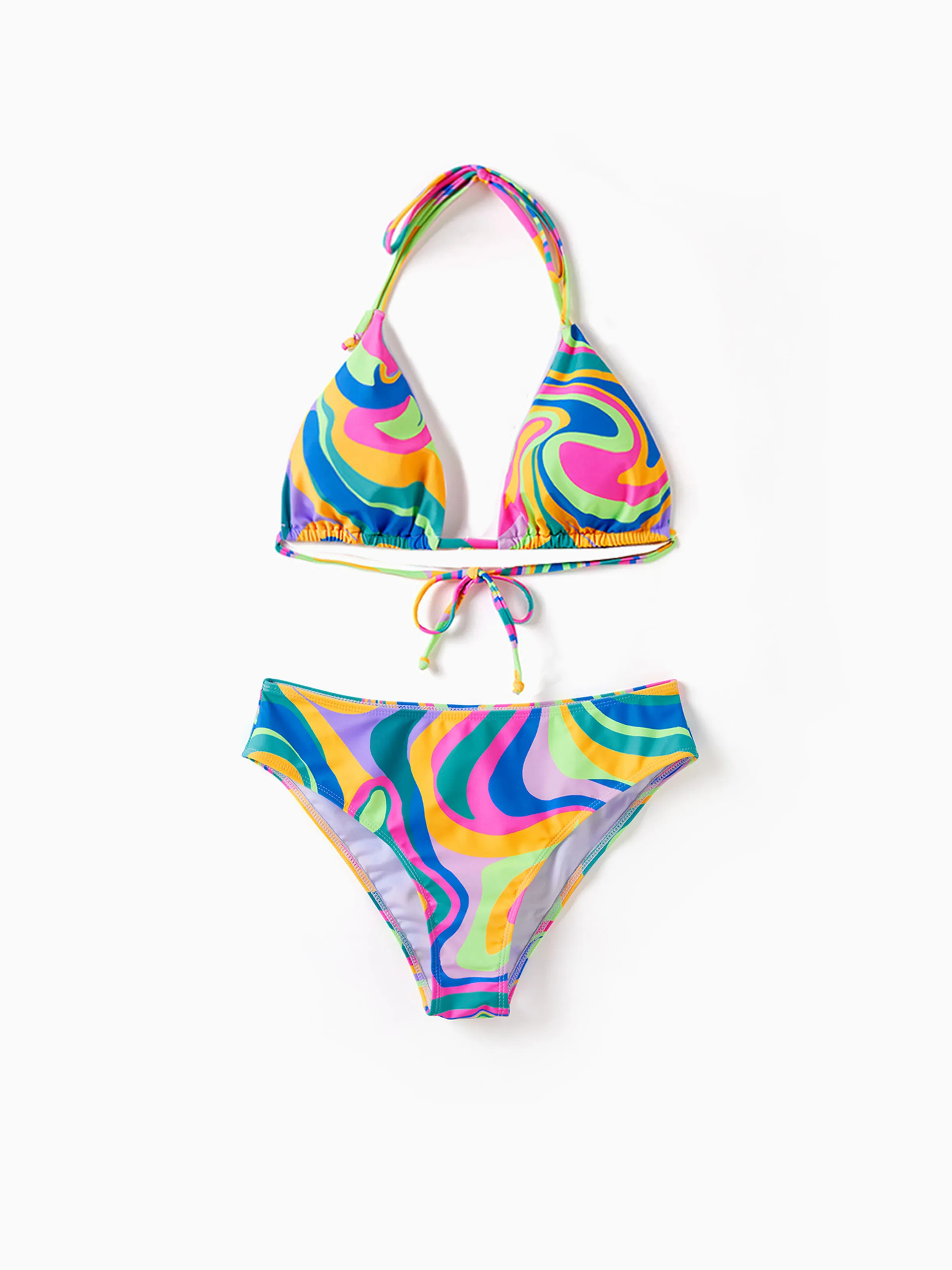 

Family Matching Colorful Tie-Dye Print Swim Trunks or Halter two-Piece Bikini