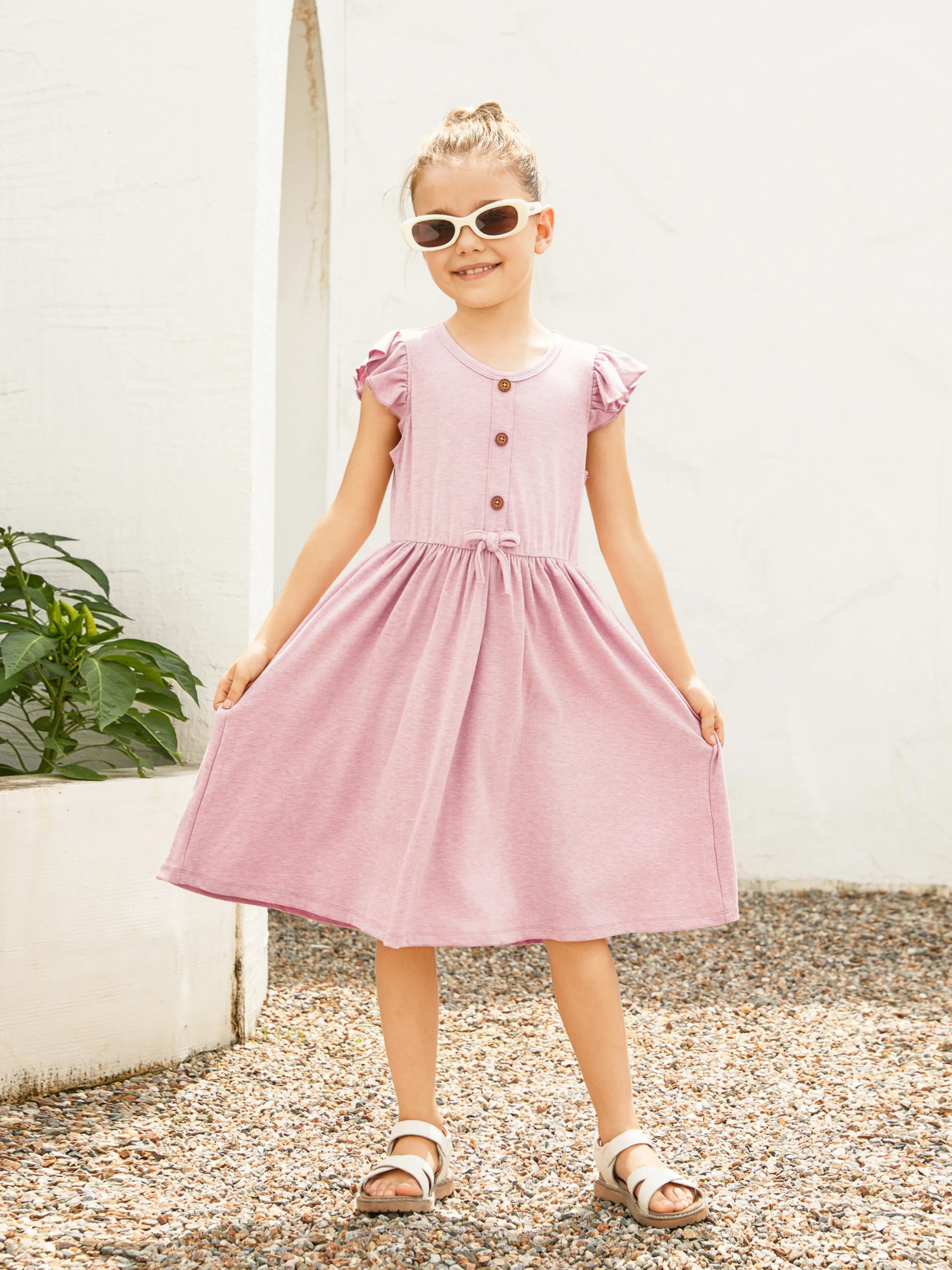 

Mommy and Me Pink Button Up Pink Midi Dress