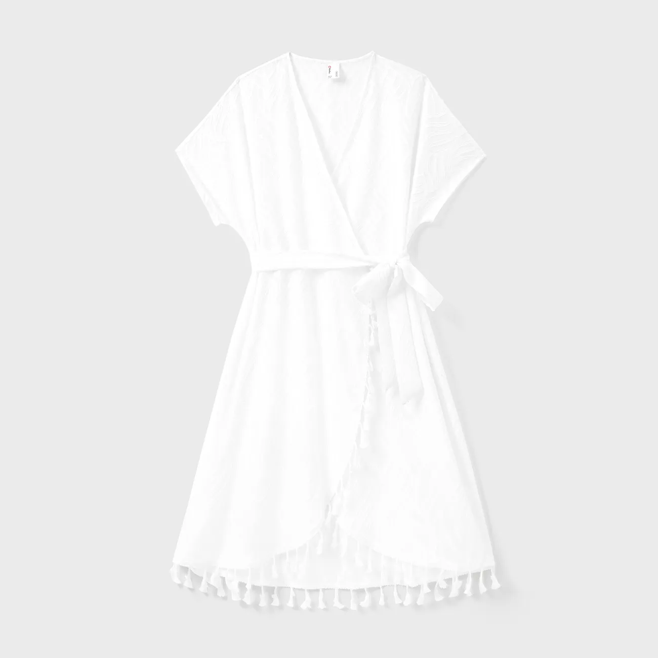 Mommy and Me Swimwear Pure White Tasseled Cover up Dress
