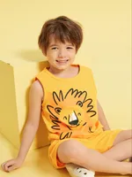 Toddler Boy 2pcs Dino Print Tank Top and Shorts Set