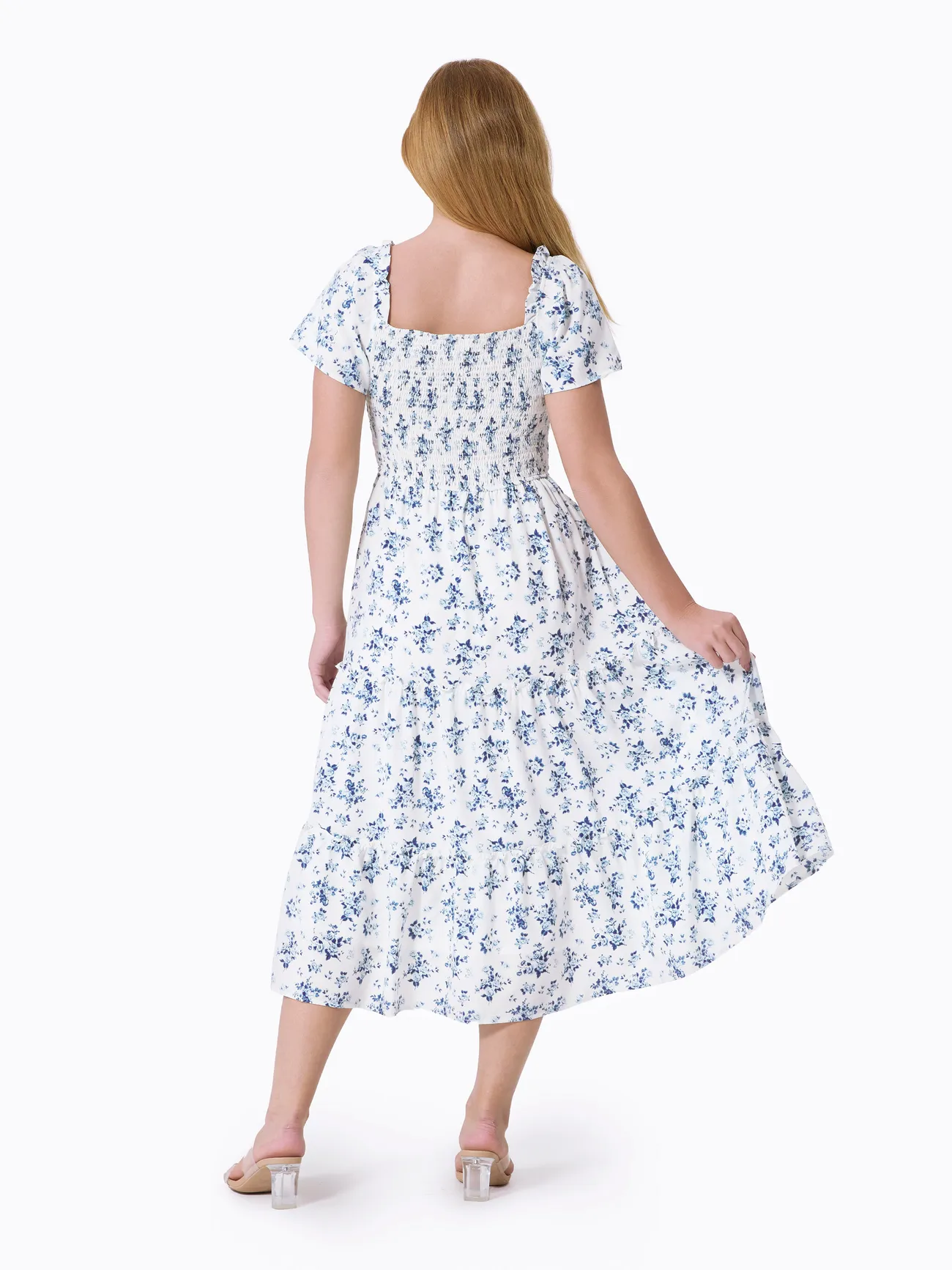 Women - Family Matching Outfit: Floral Smocking Casual Suit - BLUEWHITE - image 3