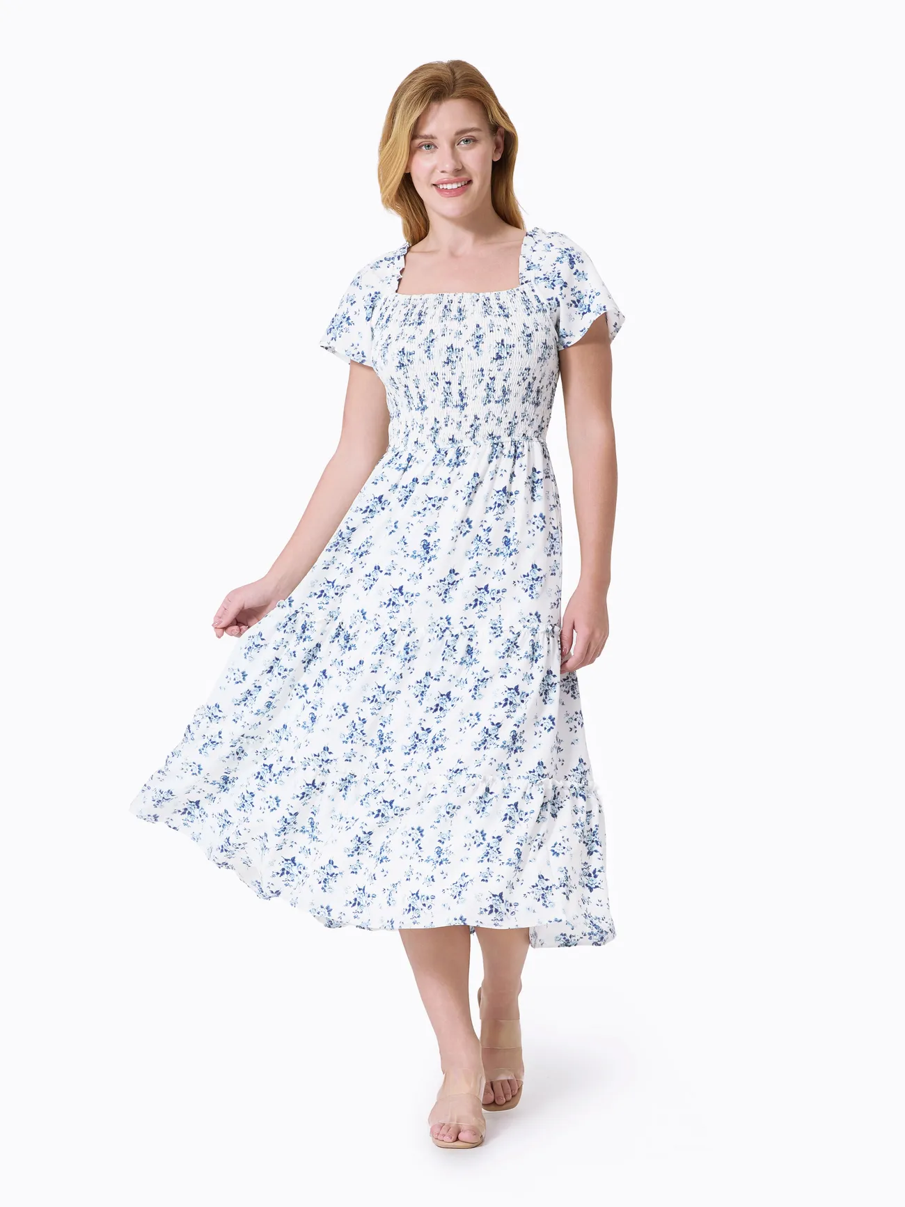 Women - Family Matching Outfit: Floral Smocking Casual Suit - BLUEWHITE - image 2