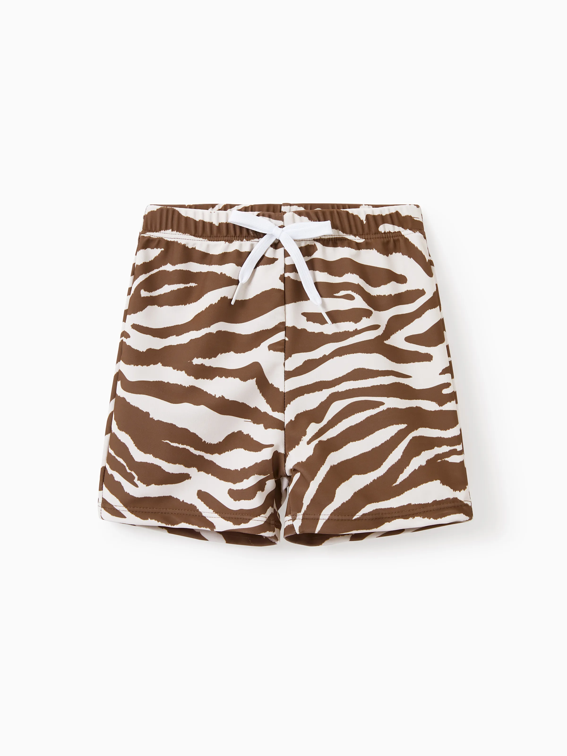 

Family Matching Zebra Stripe Swim Trunks or Ruffle 2-piece Bikini Swimwear With Cover up Skirt