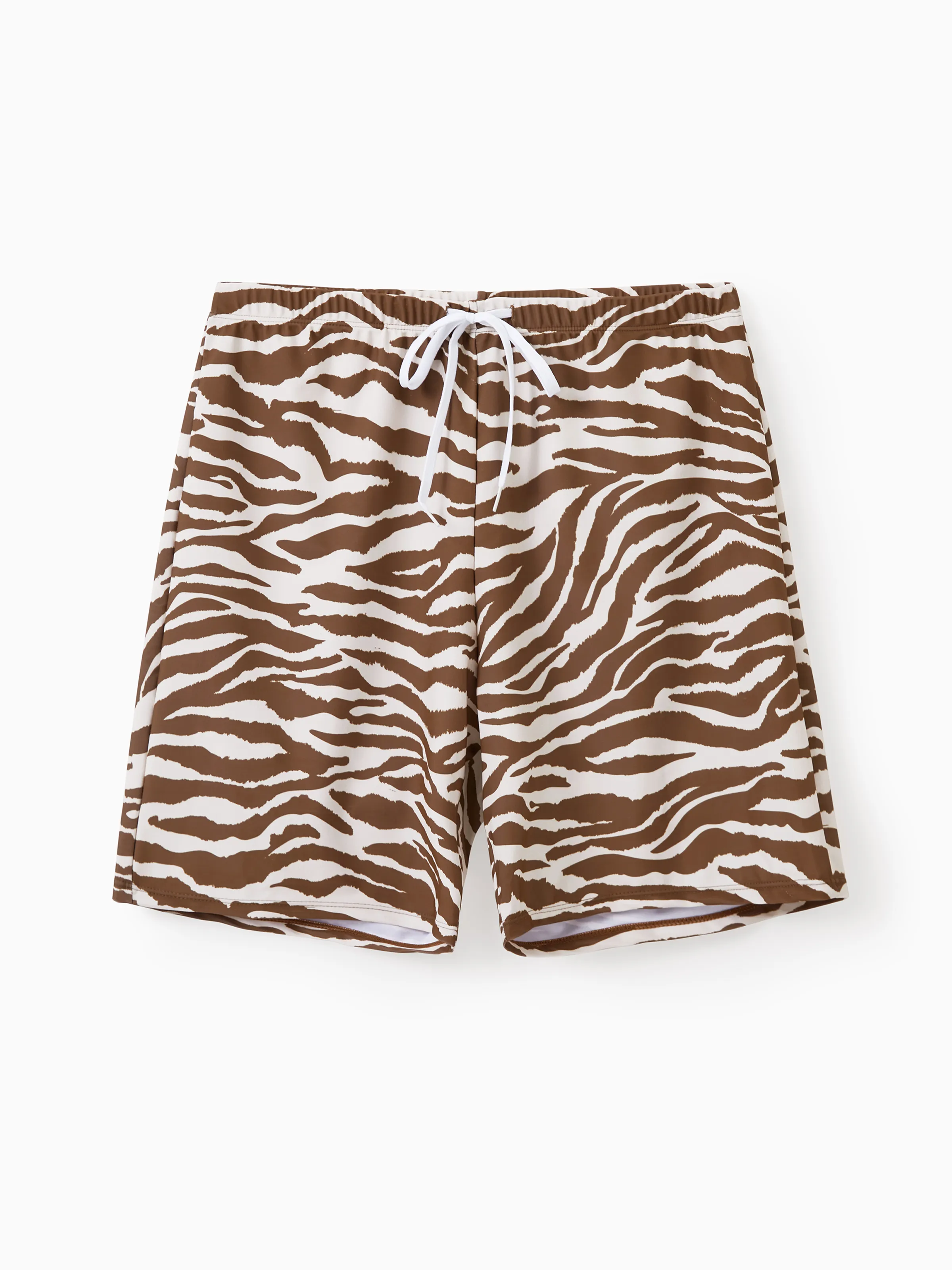 

Family Matching Zebra Stripe Swim Trunks or Ruffle 2-piece Bikini Swimwear With Cover up Skirt