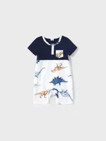Family Matching All Over Dinosaur Print Spaghetti Strap Midi Dresses and Short-sleeve T-shirts Sets royalblue