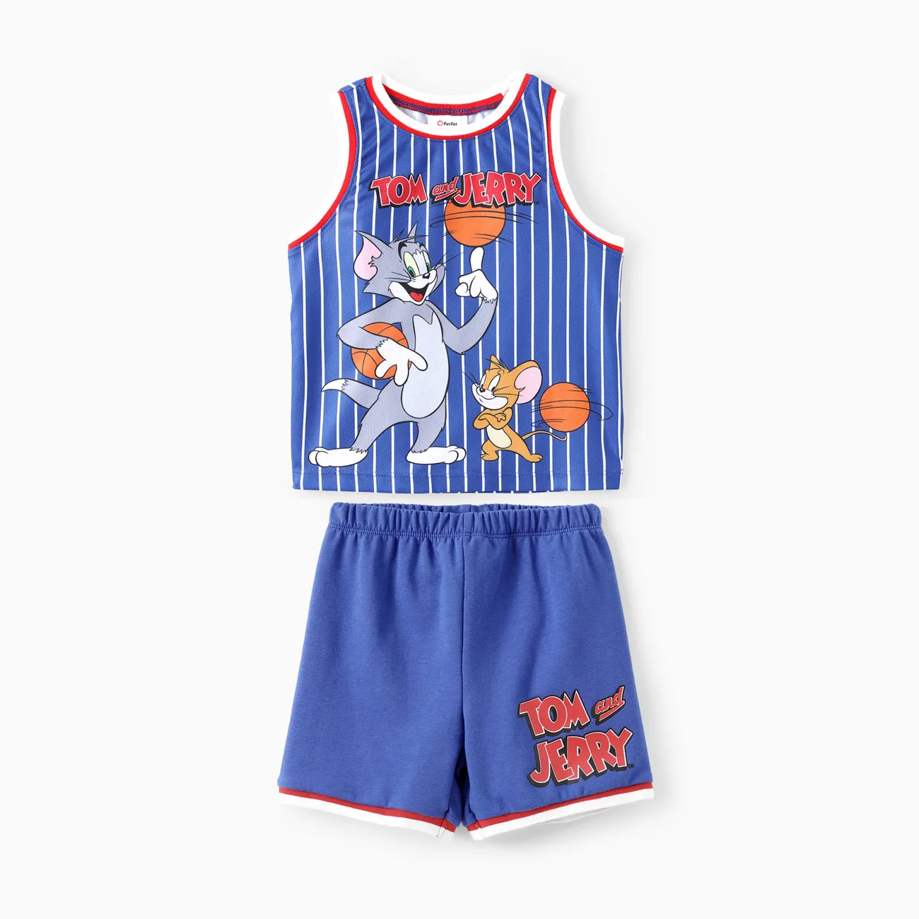 Tom and Jerry Toddler Boy 2pcs Character Striped Sporty style Tank And Shorts Set