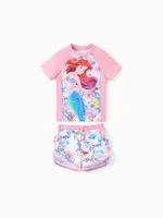 

Disney Princess Toddler Girl 2pcs Moana/Ariel Floral/Shell Print Colorblock Short-sleeve Top and Trunks UPF 50+ Swimsuit Set