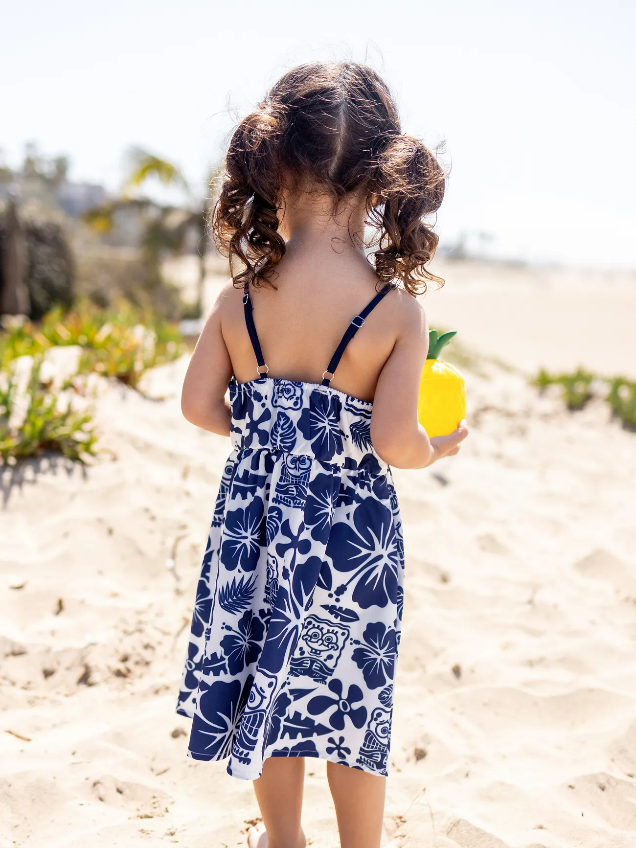Girl - SpongeBob SquarePants Family matching Character Floral Pineapple Print Camisole Dress/Top - Deep Blue - image 8