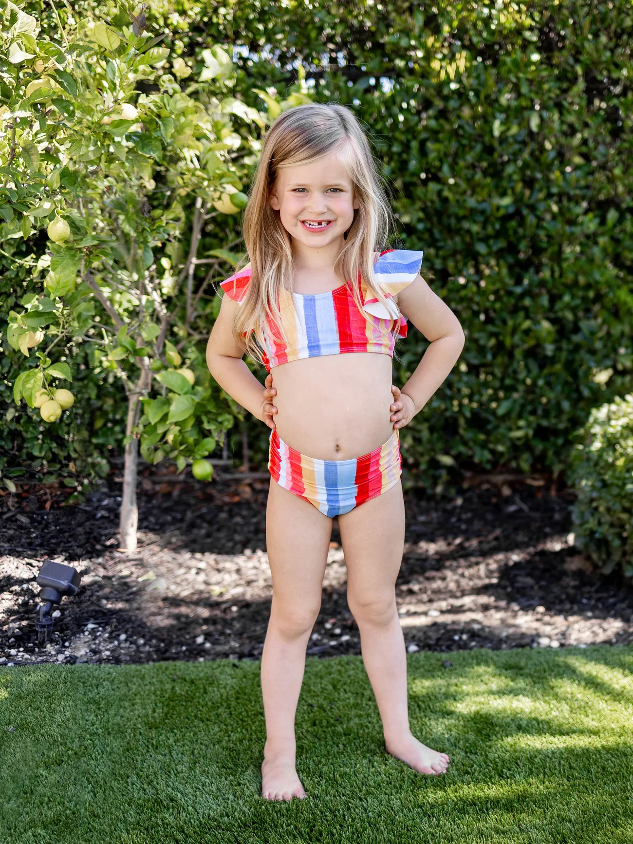 Girl - Family Stripe Swimwear Set - Unisex Casual Matching Outfits - Multi-color - image 7
