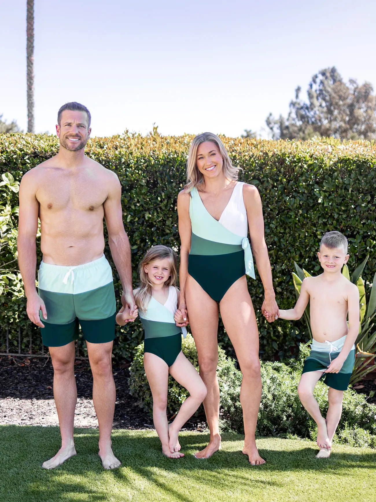 Family Bathing Suits - Colorblock Swim Trunks or Wrap Side V-Neck Swimsuit - MultiColour - image 1