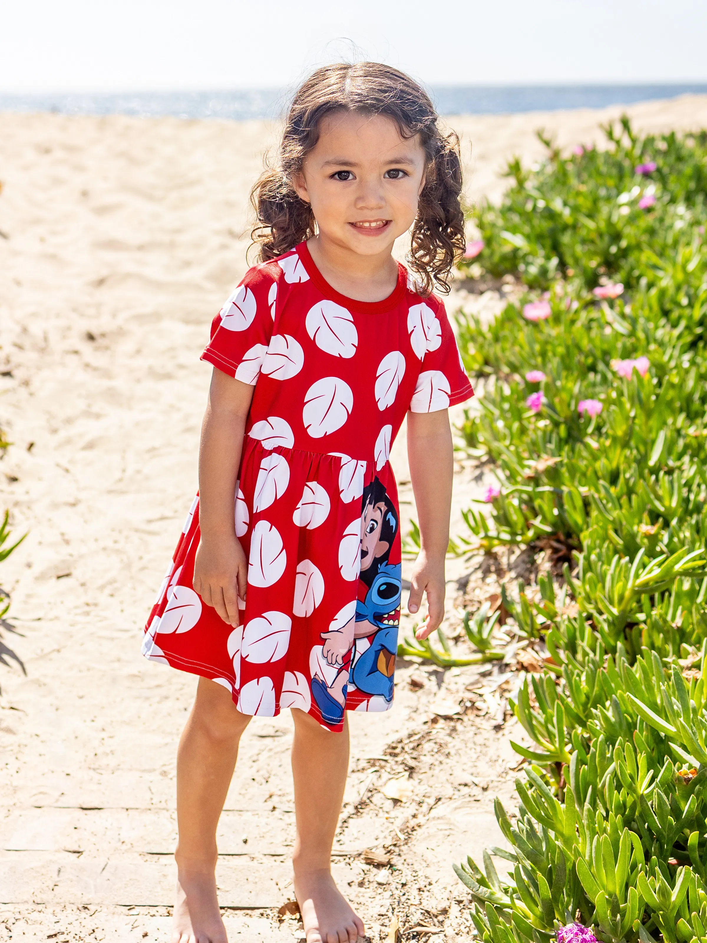 

Disney Stitch Family Matching Leaf Print Dress/ Cotton Short-sleeve Top/ Jumpsuit
