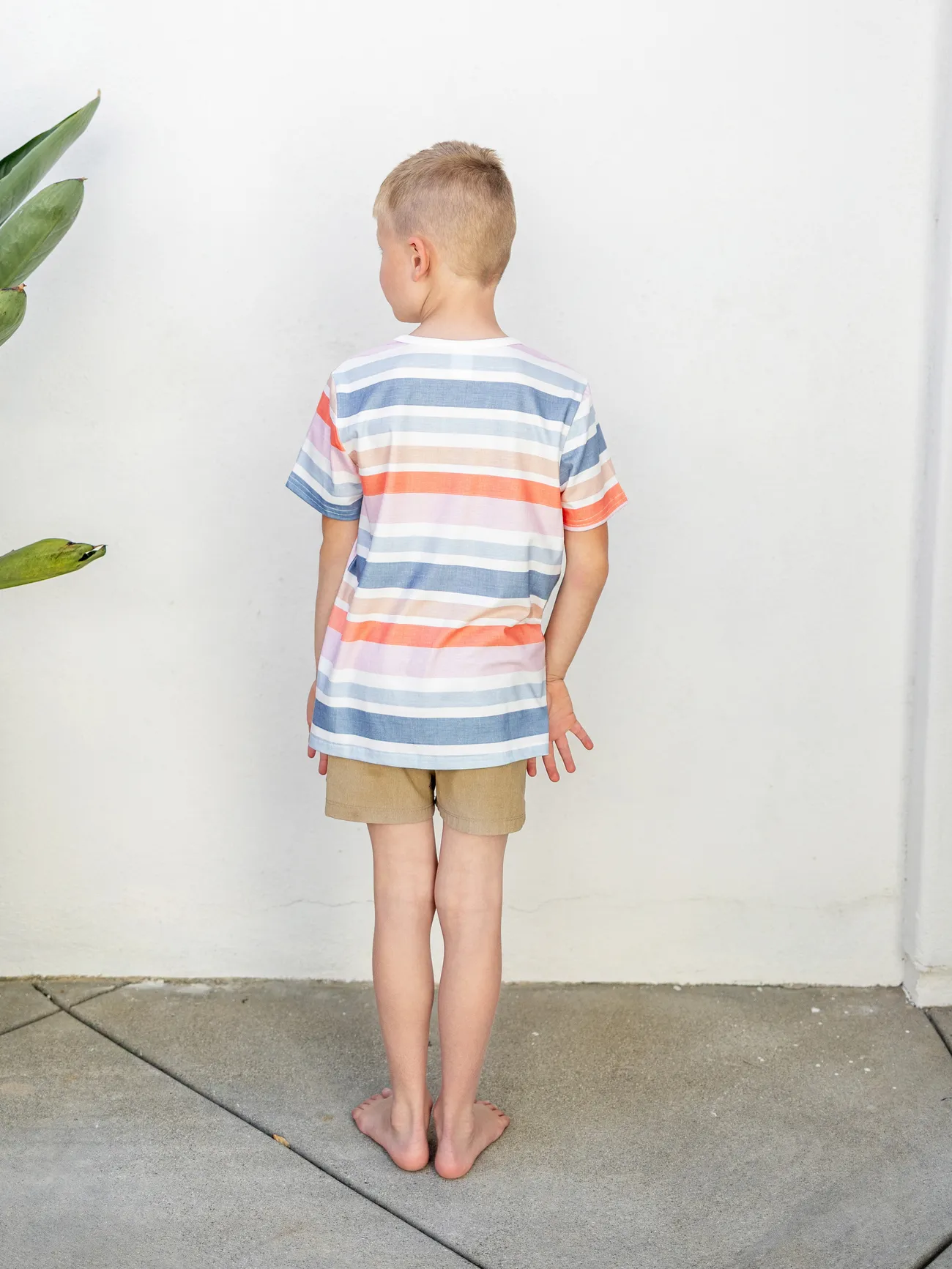 Boy - Matching Family Outfits - Blue Short-sleeve Tee or Colorful Stripe Camisole Dress for Cruise/Resort/Casual - Multi-color - image 18