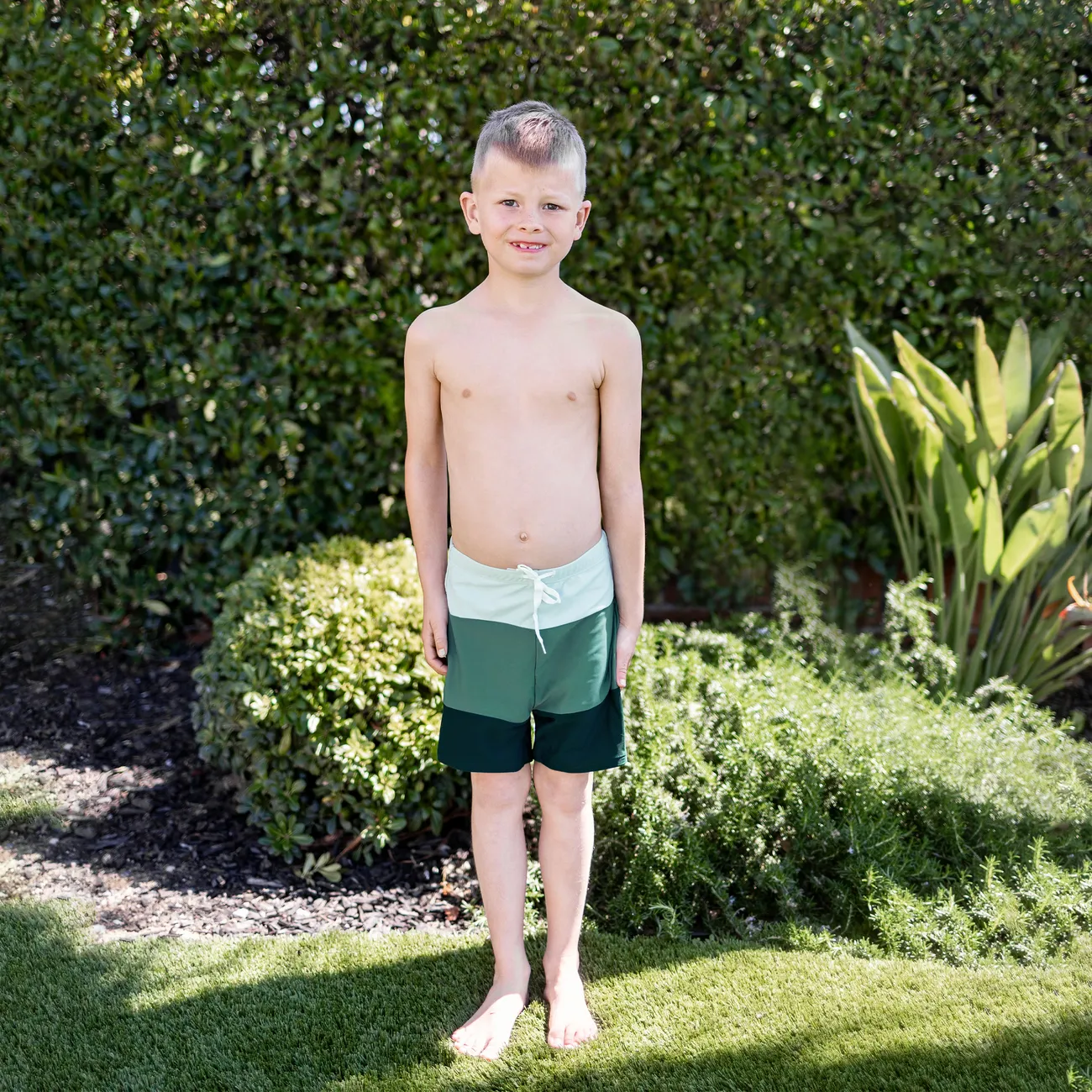 Family Matching Colorblock Swim Trunks or Wrap Side V-Neck Swimsuit