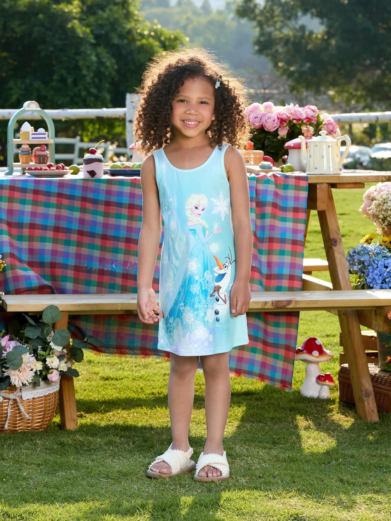 Disney Frozen Toddler Girl Elsa Anna&Olaf Print Tank Dress 