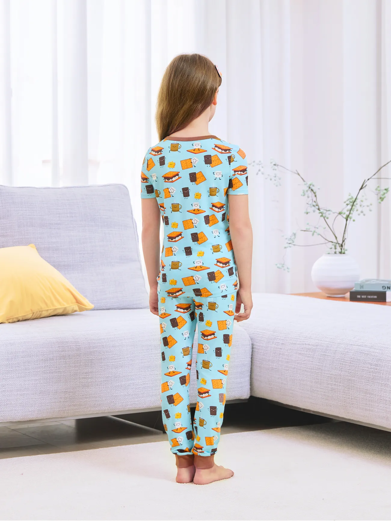 Kids - Bamboo Family PJs Cute Print Short Sleeve & Long Pants Sleepwear Matching Pajama set (Snug-Fitting for Children) - Green - image 8