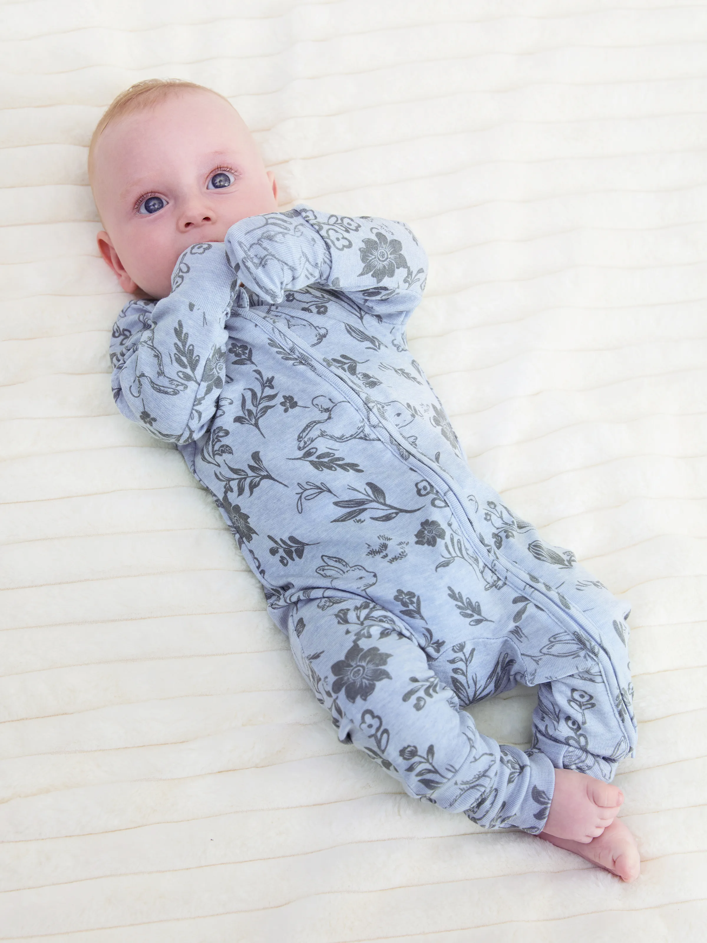 

Baby Boy/Girl Plant Print Zip-up Snug-Fitting Wool Pajamas