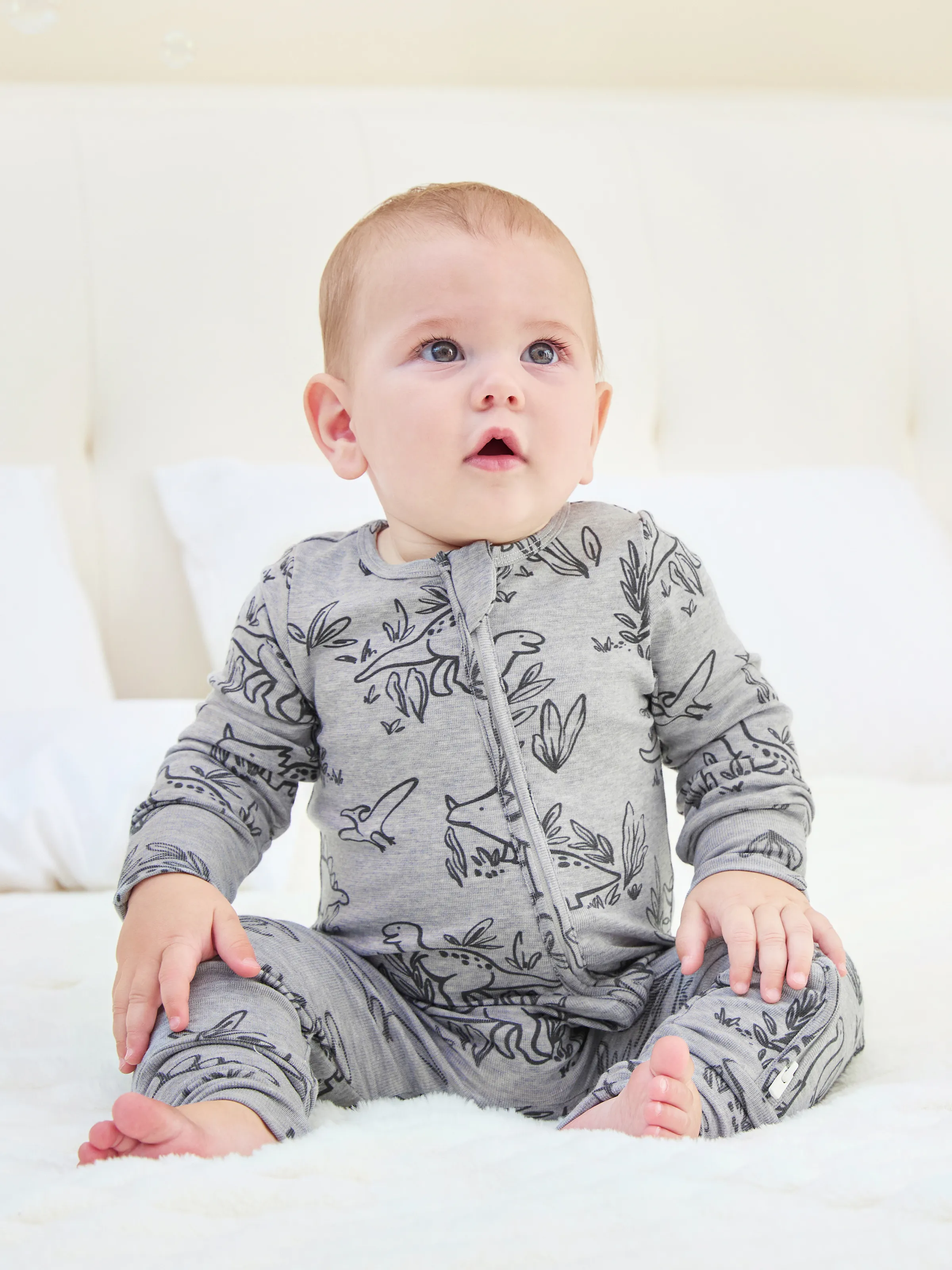 

Baby Boy/Girl Plant Print Zip-up Snug-Fitting Wool Pajamas