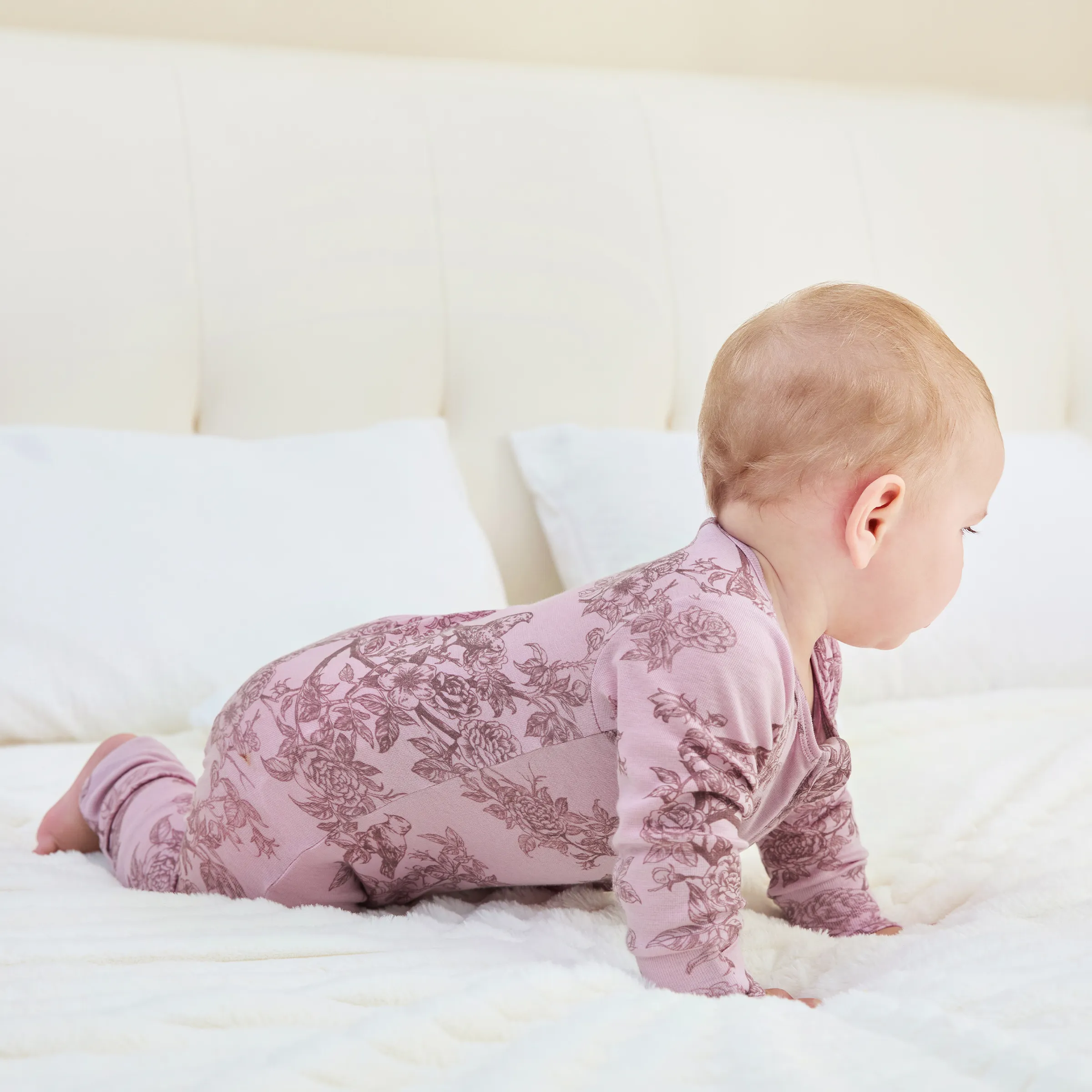 

Baby Boy/Girl Plant Print Zip-up Snug-Fitting Wool Pajamas