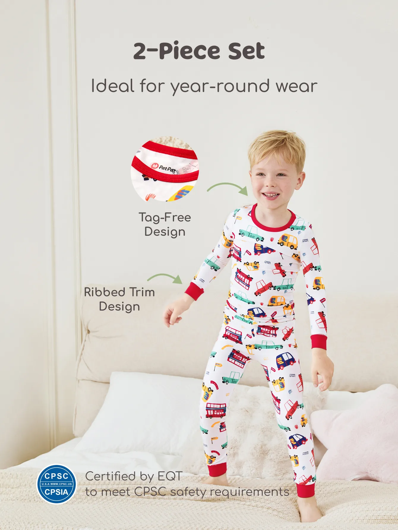 Baby/Toddler Bamboo Pajamas Set with Childlike Animal Print (2-Piece, Snug-Fitting)