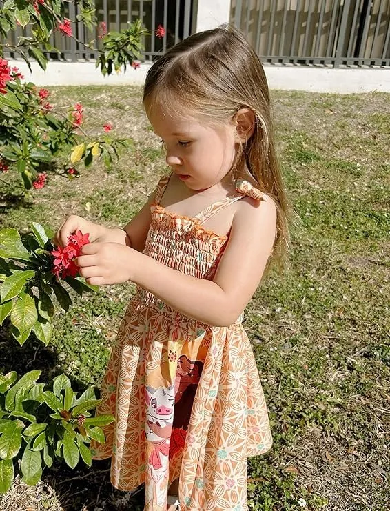 Orange - Disney Princess Moana Toddler Girl Smocked Orange Summer Dress - image 6