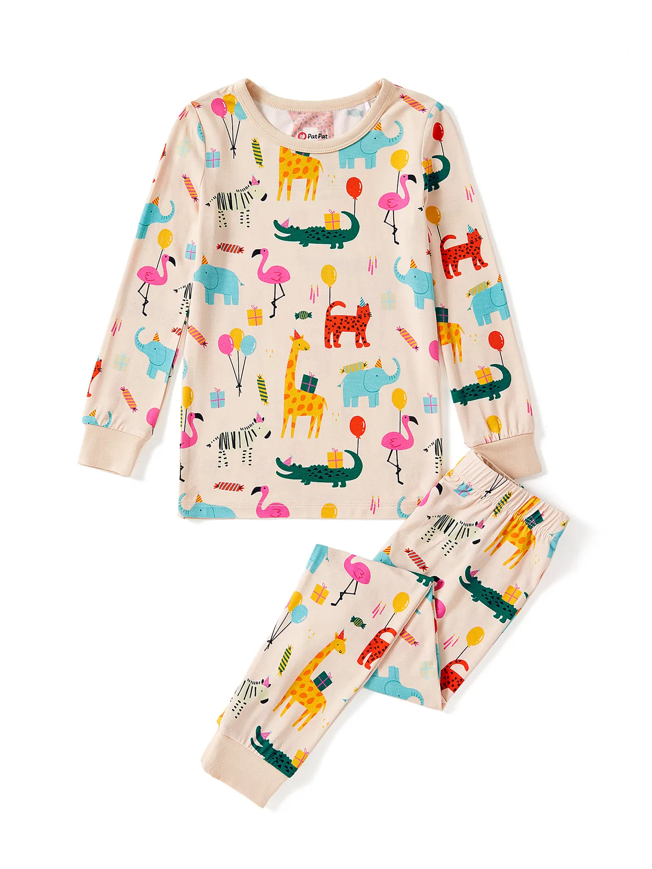Jungle Party - Baby/Toddler Bamboo Pajamas Set with Childlike Animal Print (2-Piece, Snug-Fitting) - image 2