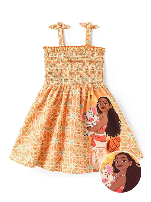 Disney Princess Toddler Girl Moana Ariel Tian Smocking Dress