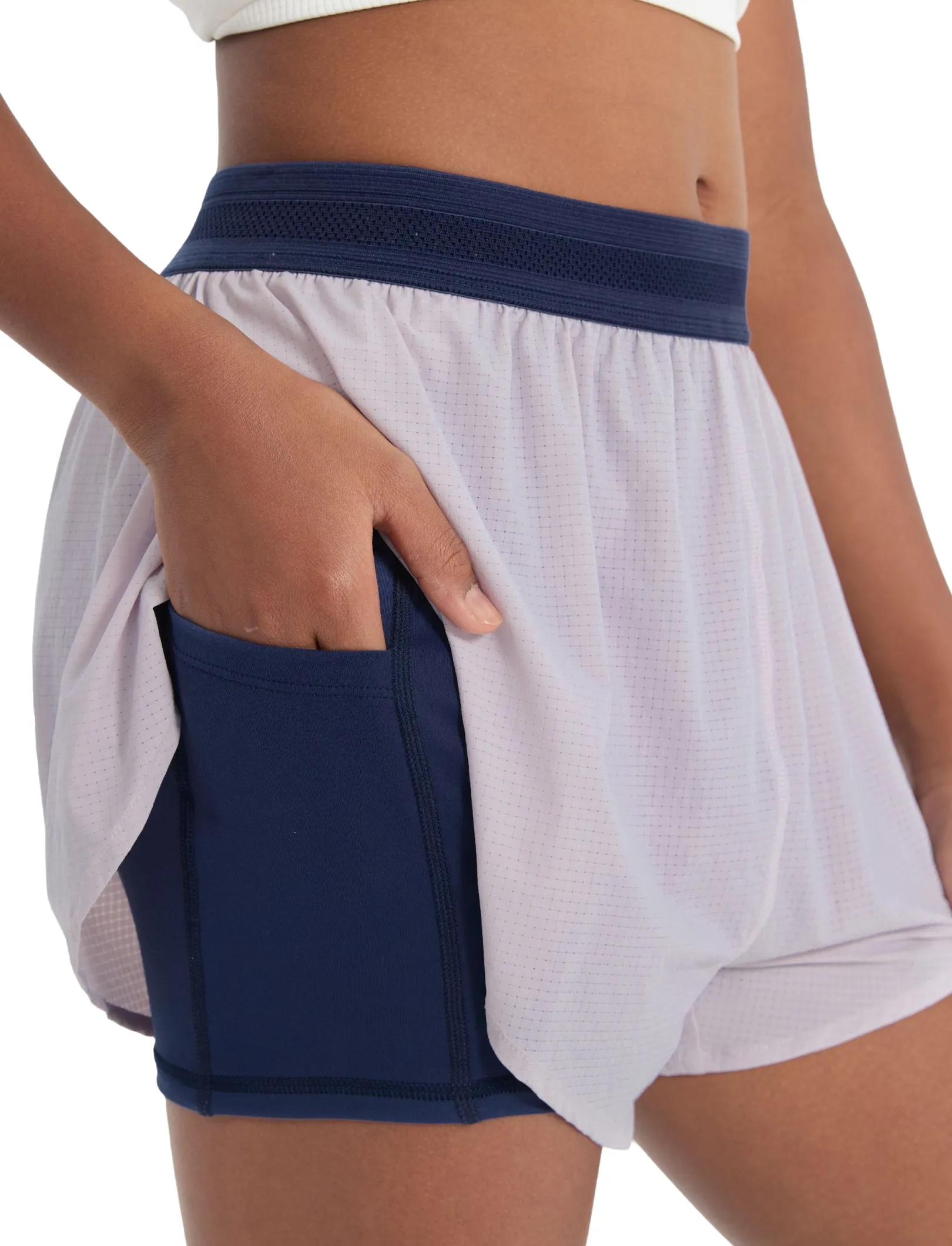 Shorts deportivos deportivos ultraligeros de secado rápido para niña con forro de viscosa de bambú