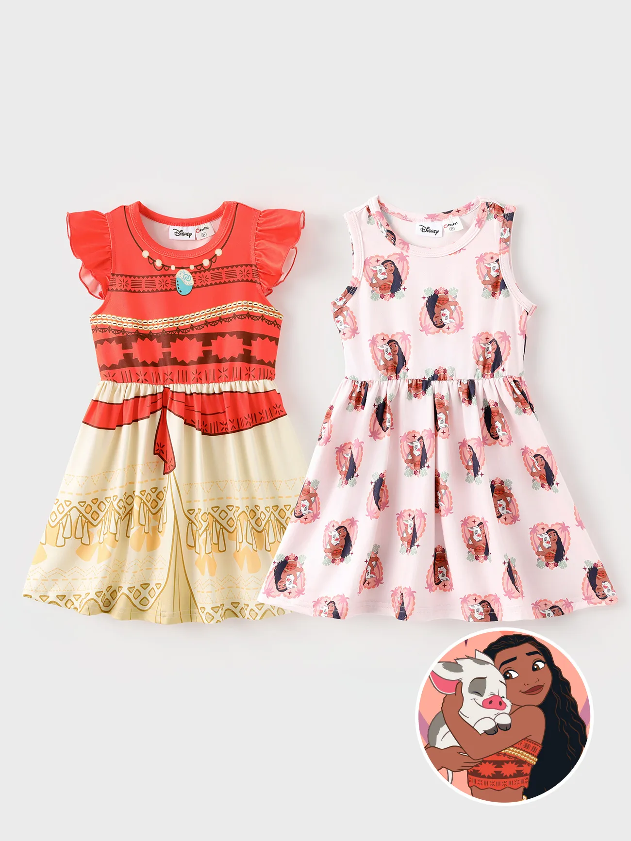 

Disney Princess Toddler Girl 2-piece Moana/Beller/Rapunzel Ruffle-sleeve Dresses Set