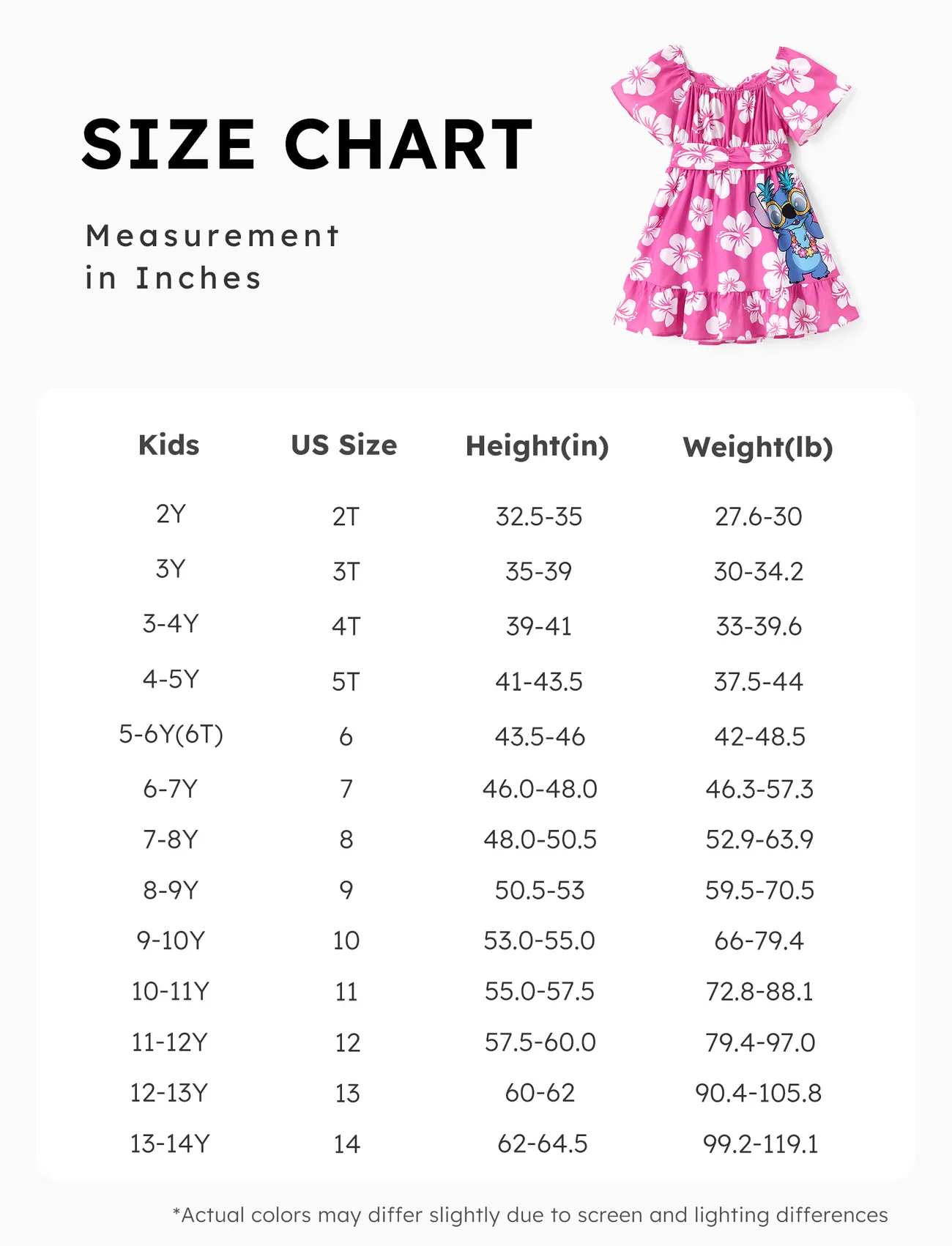 Hot Pink - Disney Stitch Kid Girl Floral/Palm Tree Print Ruffled Babydoll Dress - image 6