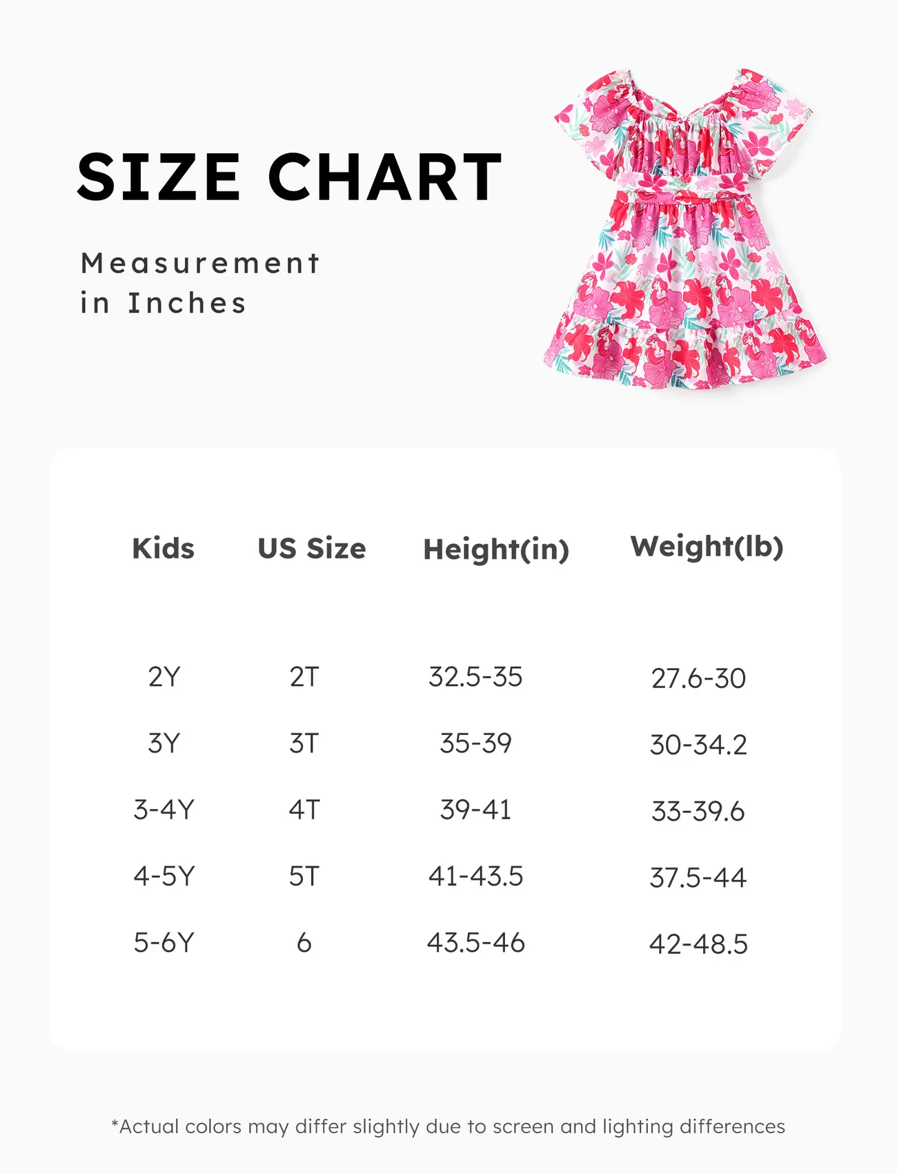 White - Disney Princess Toddler Girl Ariel/Moana Floral Print Ruffled Babydoll Dress - image 6