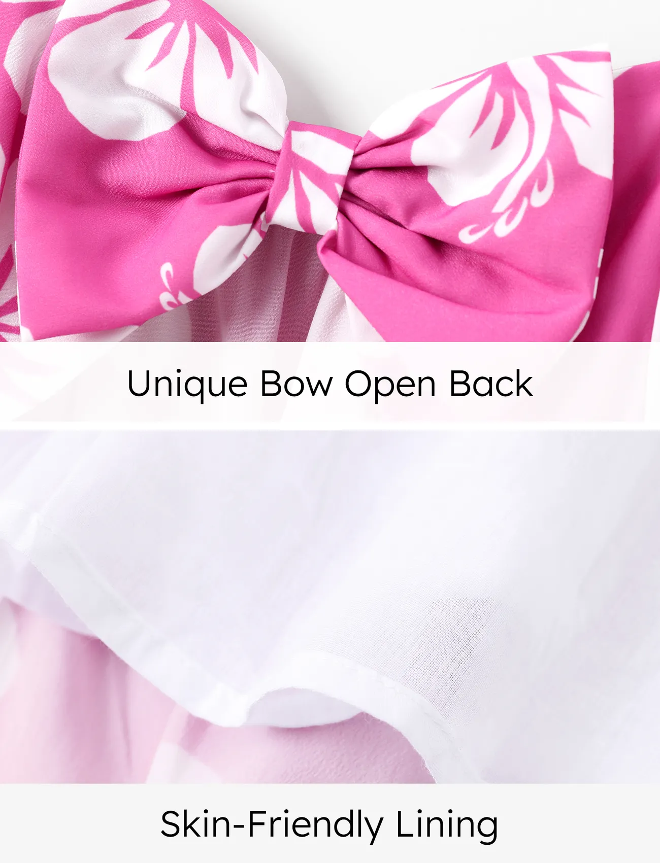 Hot Pink - Disney Stitch Kid Girl Floral/Palm Tree Print Ruffled Babydoll Dress - image 5