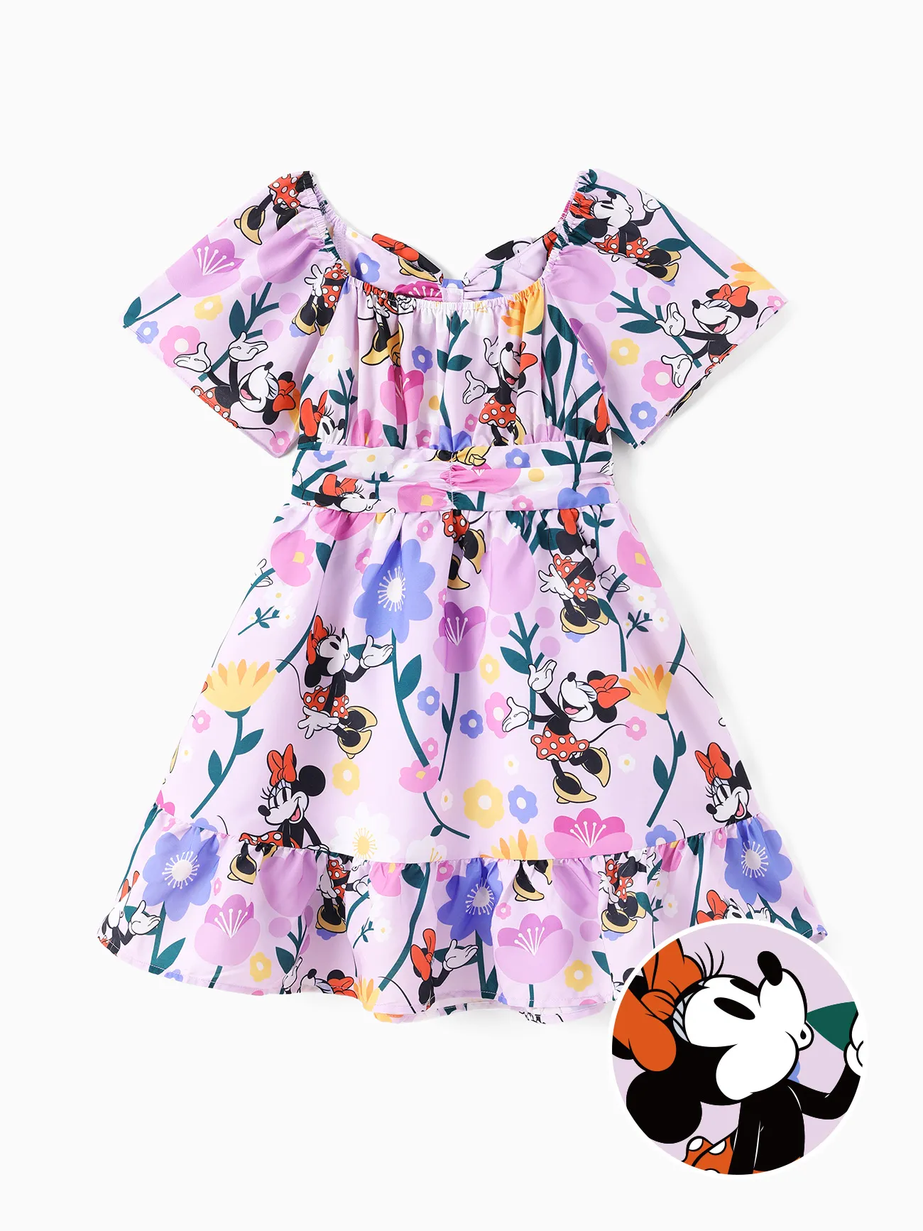 Disney Mickey and Friends Kid GIrl Minnie Mouse Ruffled Babydoll Dress