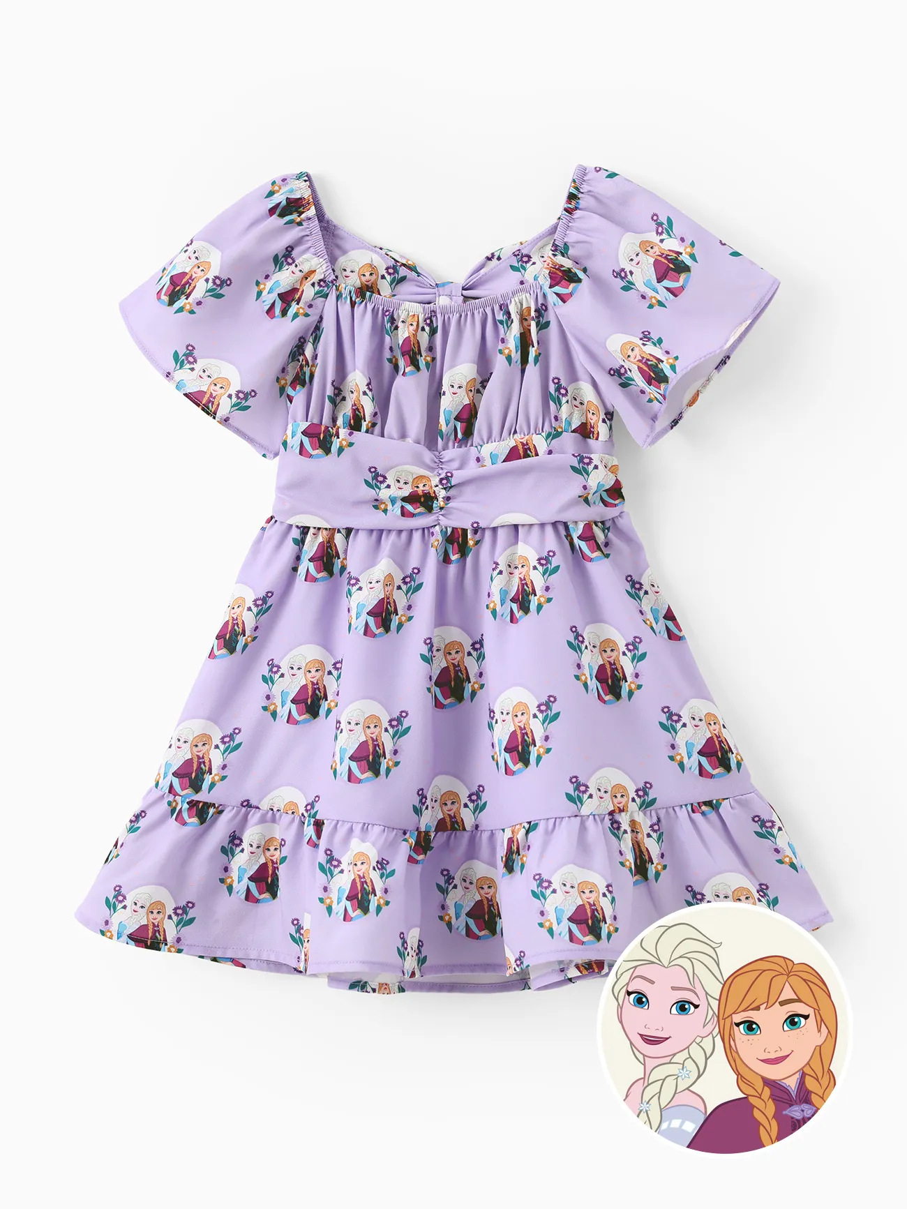 Disney Frozen Toddler Girl Elsa y Anna Vestido Babydoll con estampado de volantes