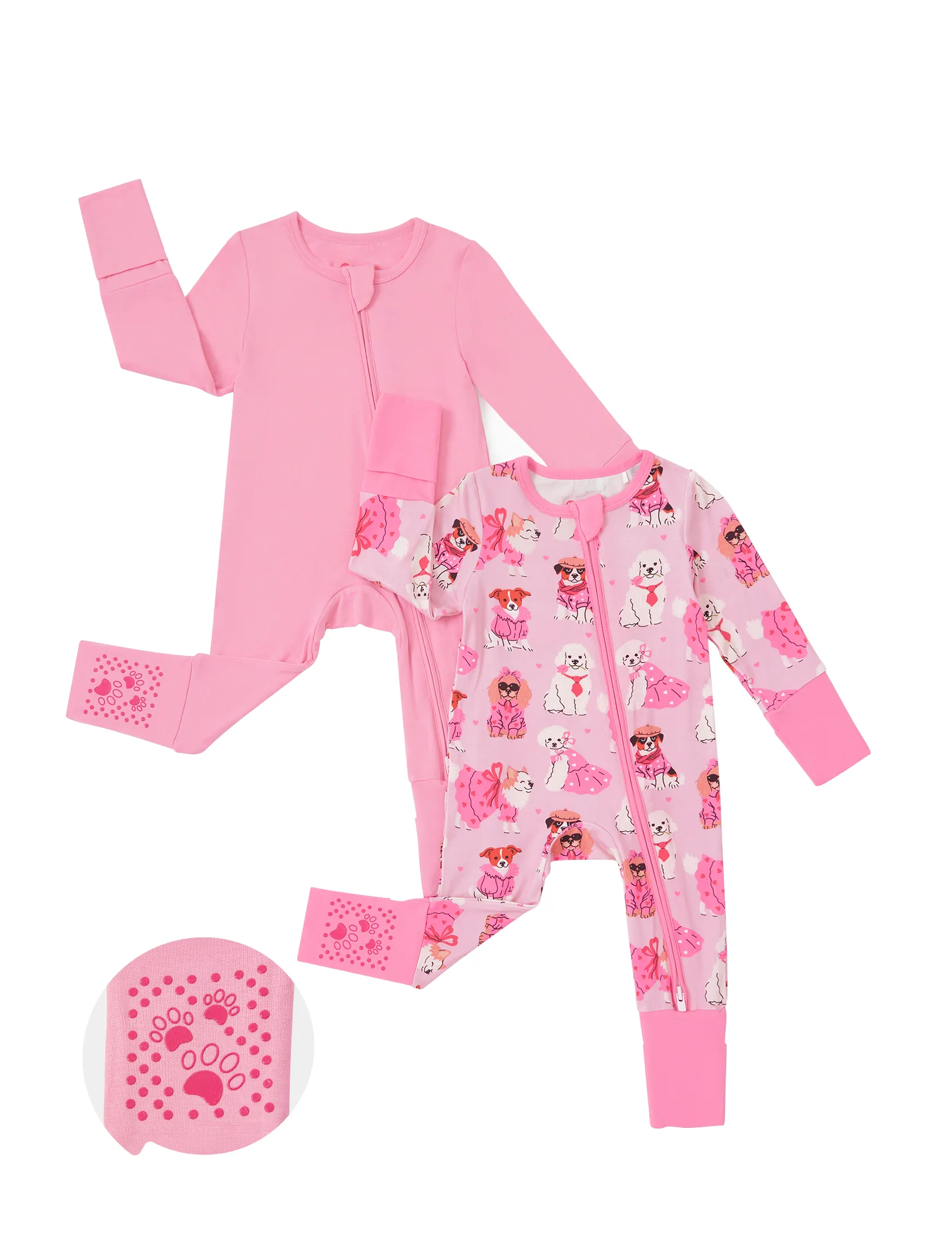 

Bamboo Baby Boy/Girl 2-Pack Solid&Bee Printed 2 Way Zipper Anti Slip Footie.
