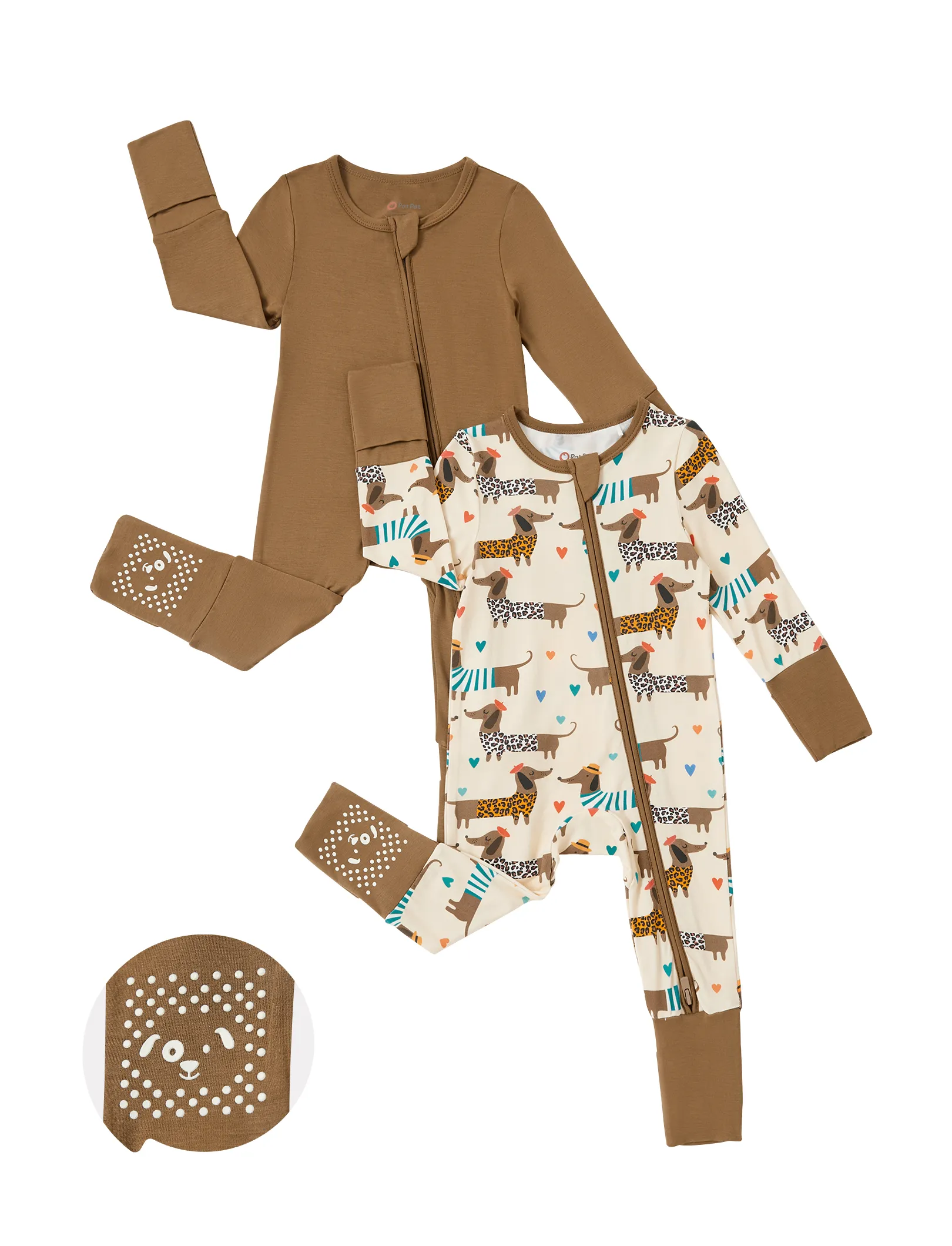 

Bamboo Baby Boy/Girl 2-Pack Solid&Bee Printed 2 Way Zipper Anti Slip Footie.
