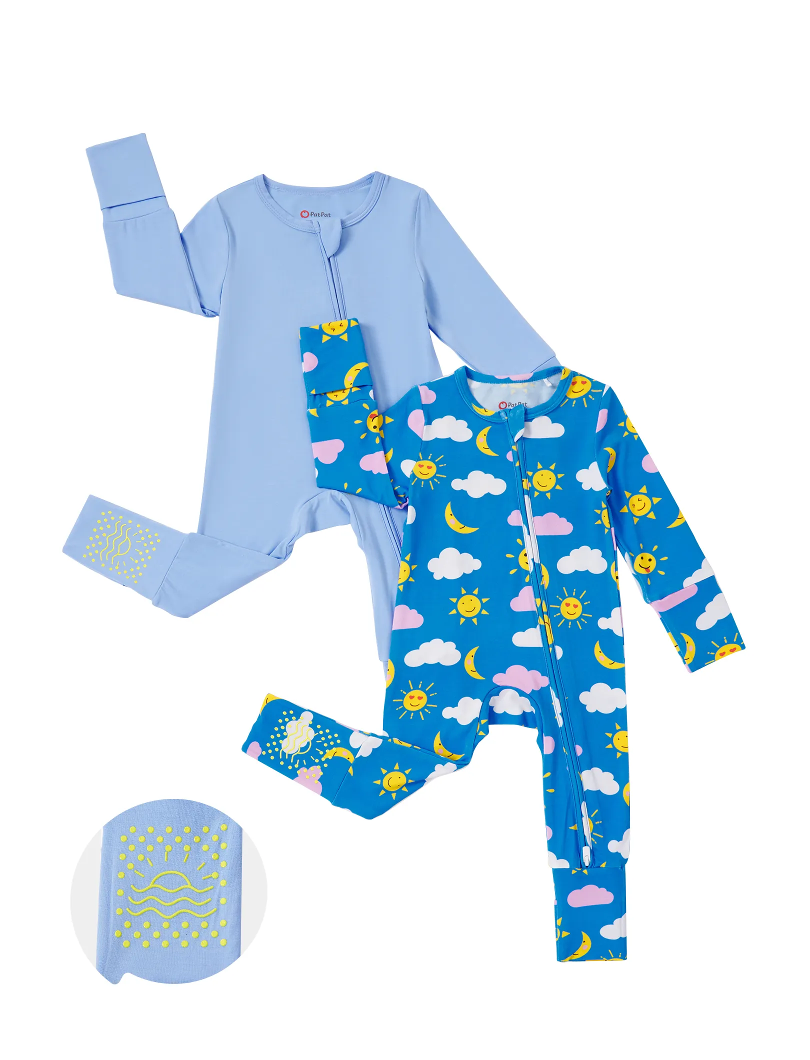 

Bamboo Baby Boy/Girl 2-Pack Solid&Bee Printed 2 Way Zipper Anti Slip Footie.
