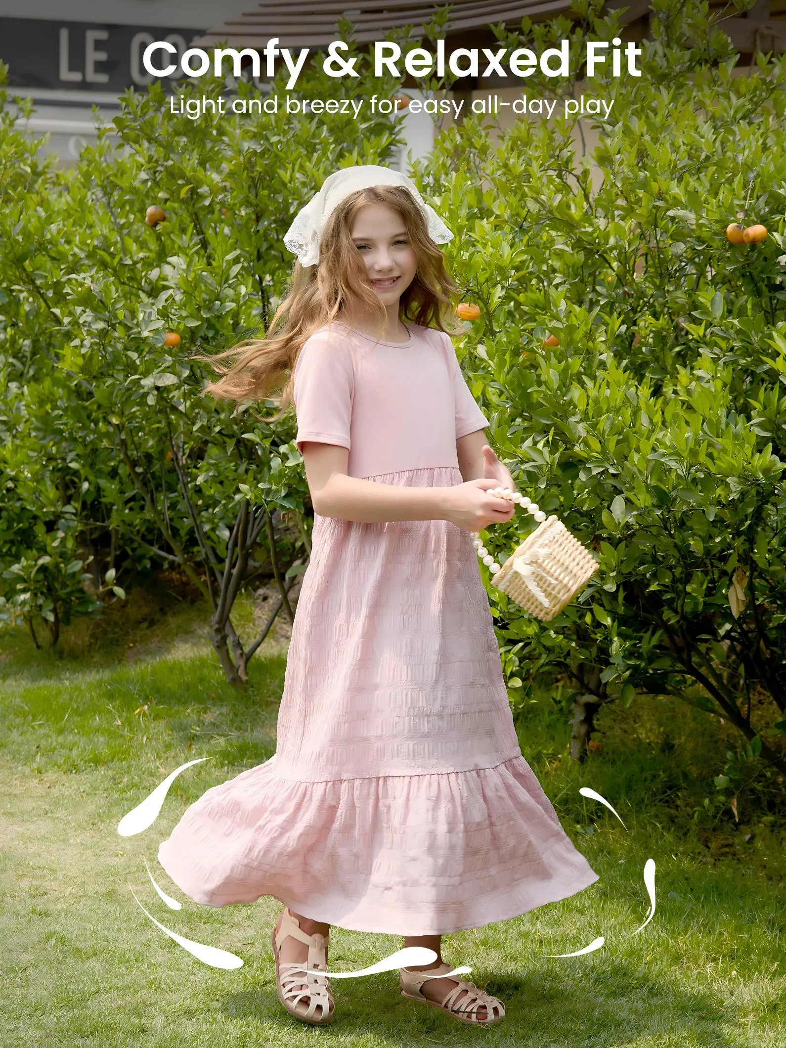 Kid Girl Ruffled Boho Casual Maxi Dress with Pockets