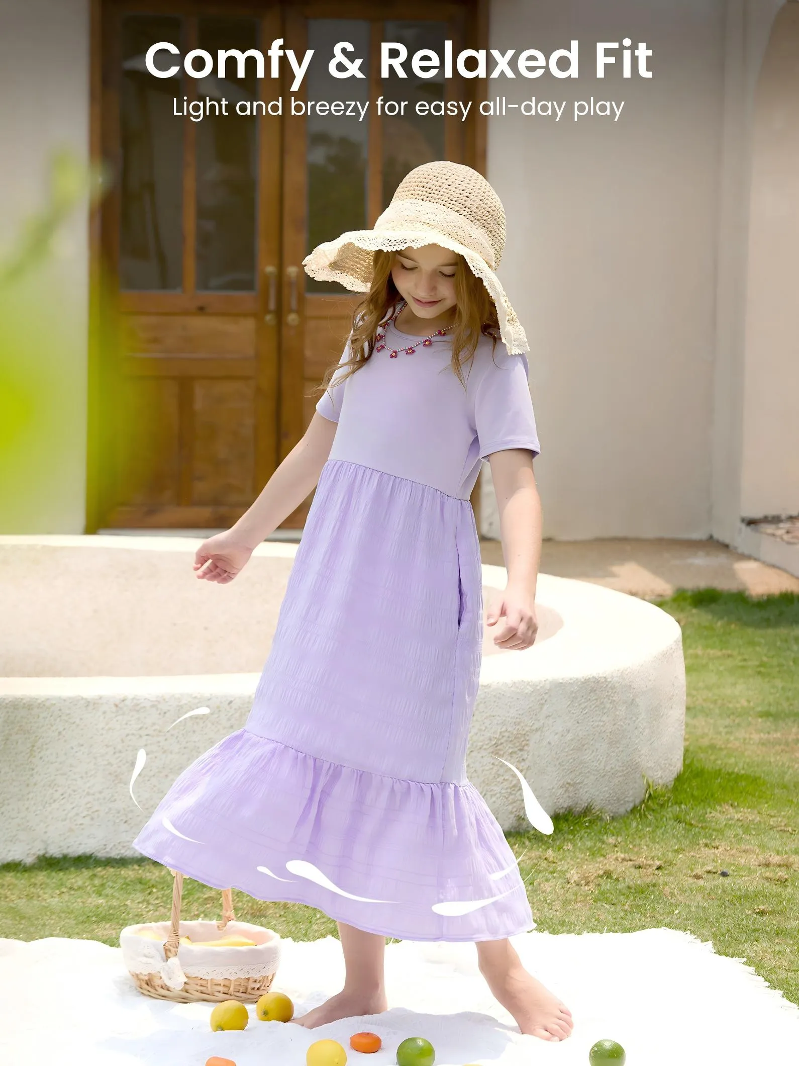 Enfants Fille Bord à volants Couleur unie Robes Violet