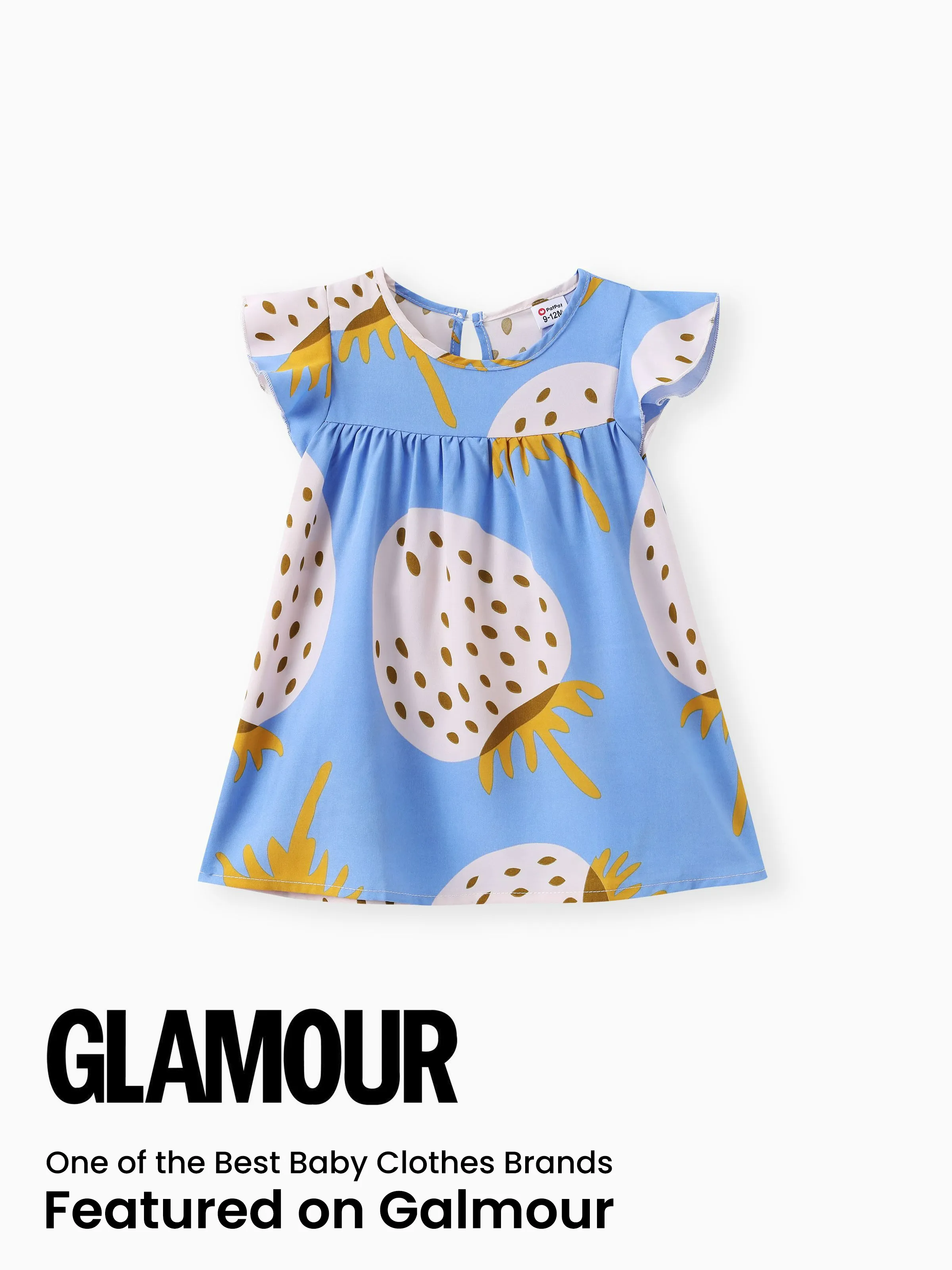 Baby Girl Strawberry Print Flutter-sleeve Dress