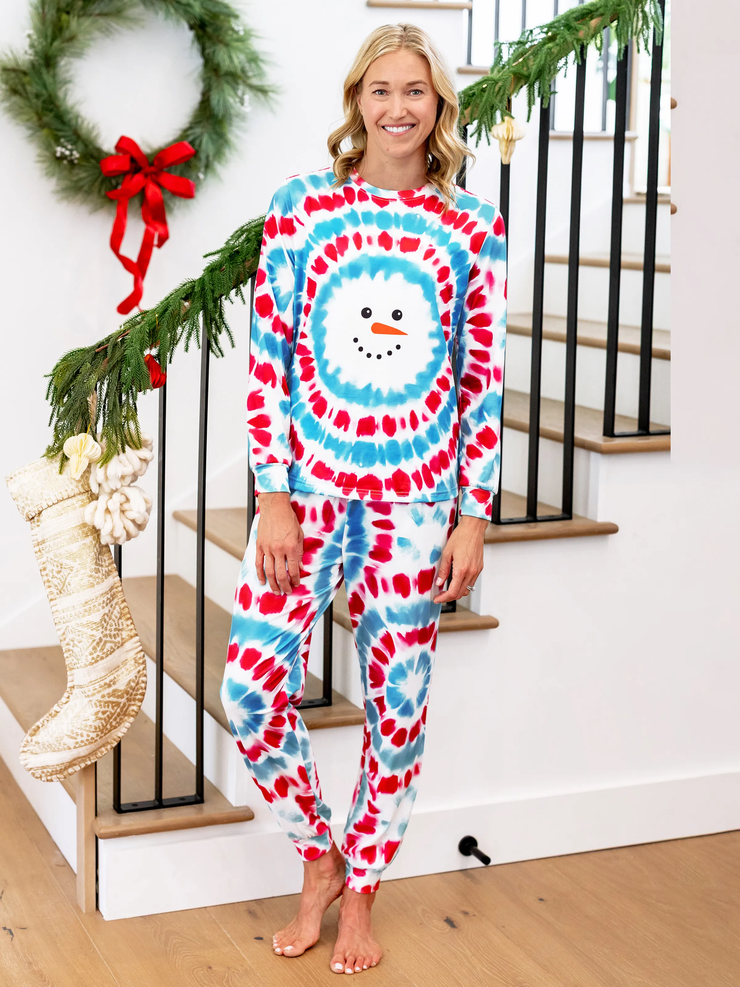 

Christmas Snowman Print Family Matching Colorful Pajamas Sets