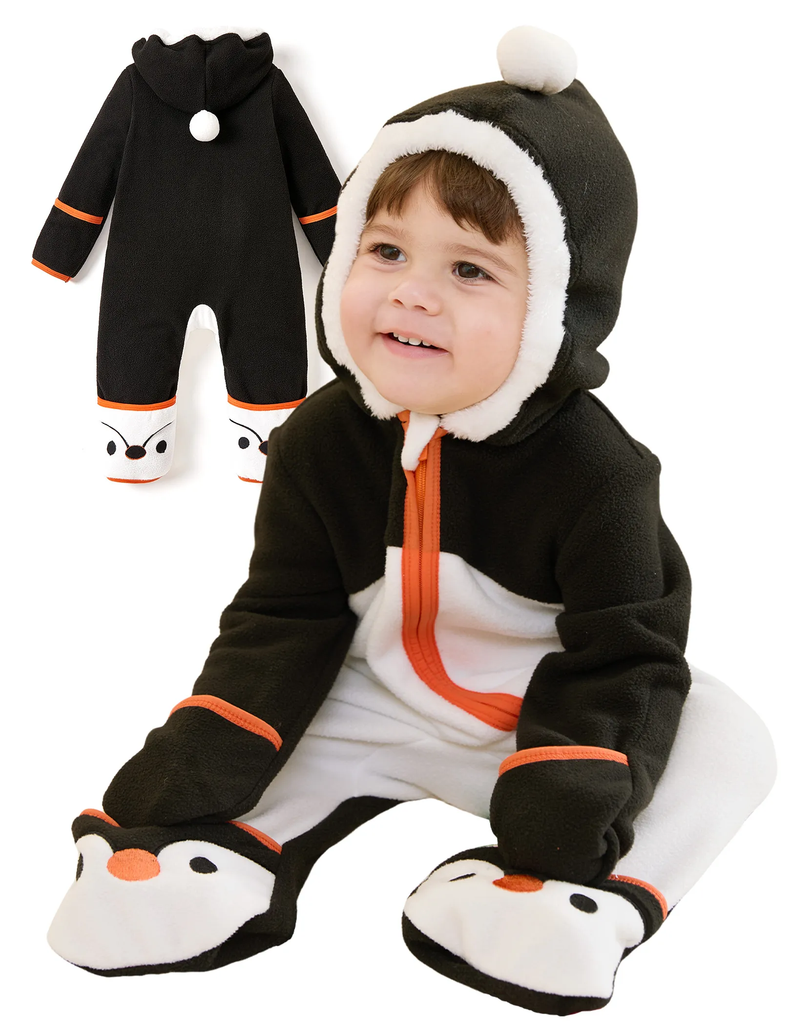 

Unisex Jumpsuit 3D Hyper-Tactile Infant Outfit 2-way Onesies with Animal Pattern