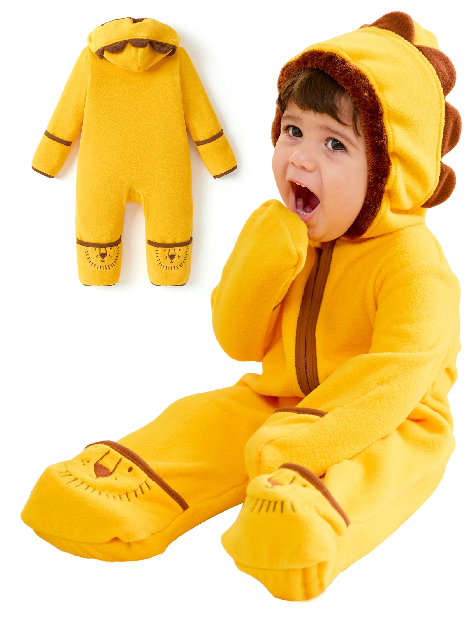 

Unisex Jumpsuit 3D Hyper-Tactile Infant Outfit 2-way Onesies with Animal Pattern
