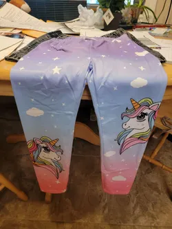 Kid Girl Unicorn Print Colorblock Elasticized Leggings Only $6.29
