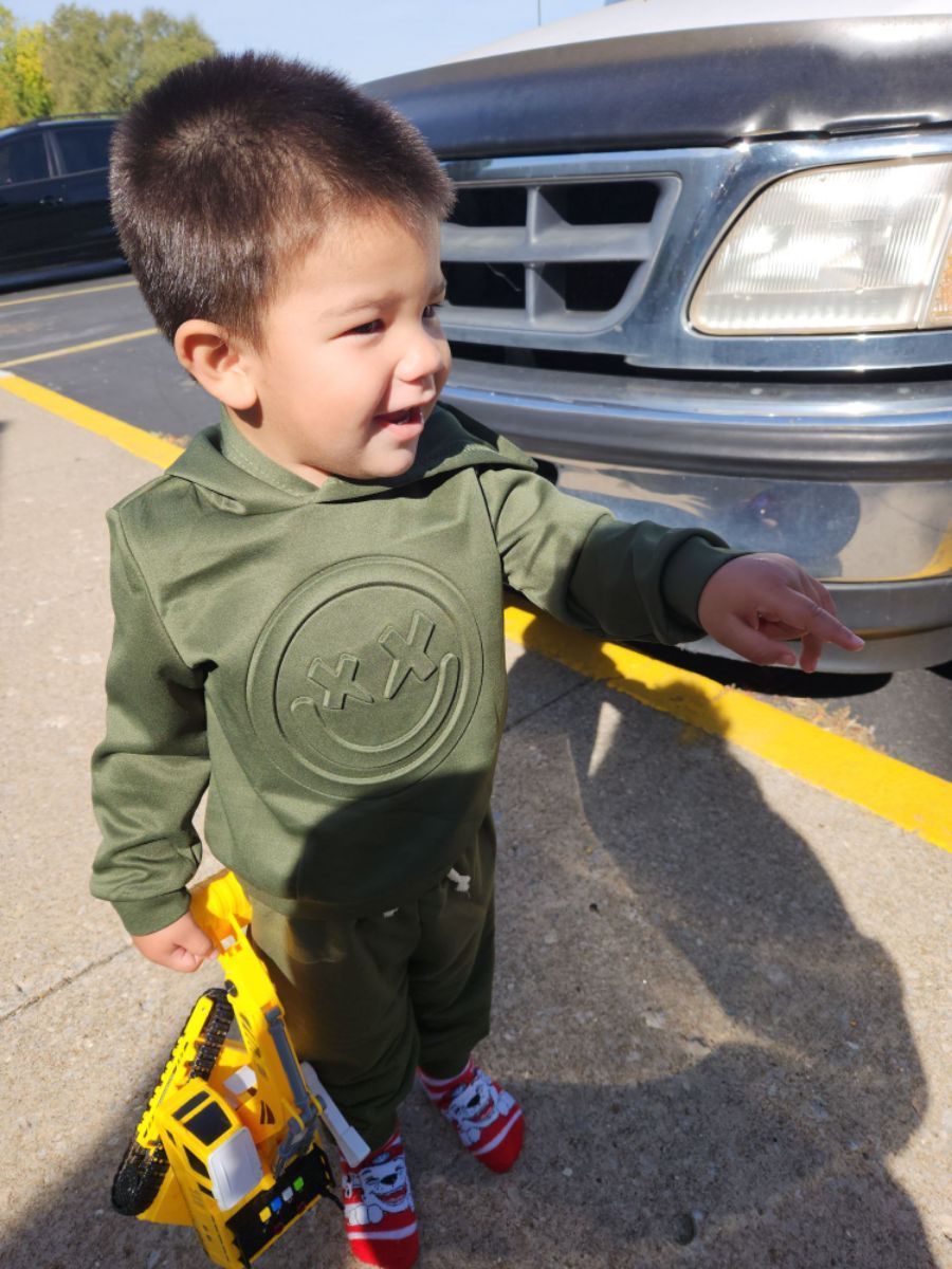 Toddler Boy Solid Color Textured Hoodie Sweatshirt