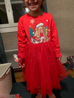 Barbie Noël Enfant en bas âge Fille Bord à volants Enfantin Robes
