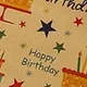 2-pack Happy Birthday Wrapping Paper Thick Kraft Brown Gift Wrapping Paper Flower Snack Wrapping Paper Beige